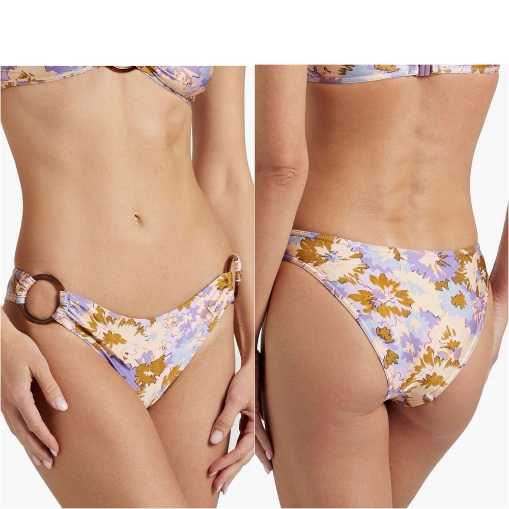 NEW! Zimmermann Lavender Floral Print Ring-Embellished Bikini Bottoms